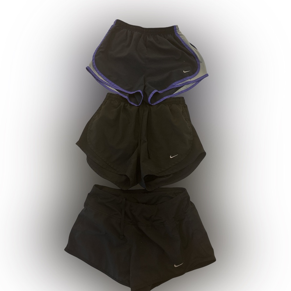 Nike Women's Black and Purple Athletic Shorts Trio